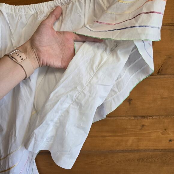 Central Park West Blouse Asymmetrical One Shoulder Top Small Rainbow Beach Prep - Picture 7 of 7